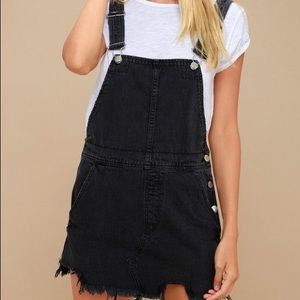 Free People black denim overall dress